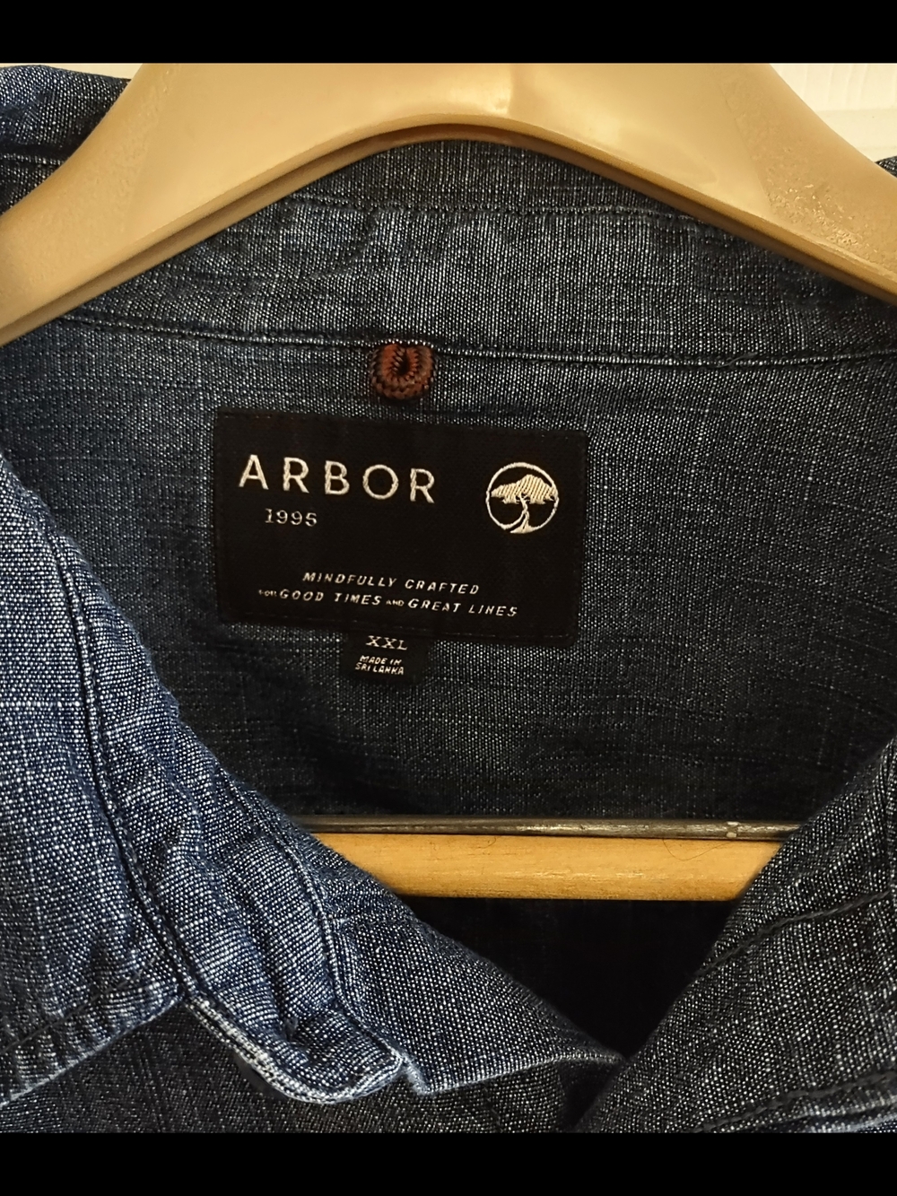 Arbor Men's Dark Blue Denim Chambray Button-Down Shirt